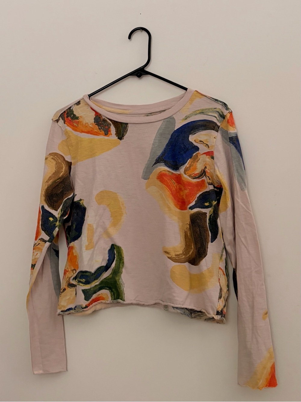 Anthropologie Brushstroke Cropped Crewneck Top